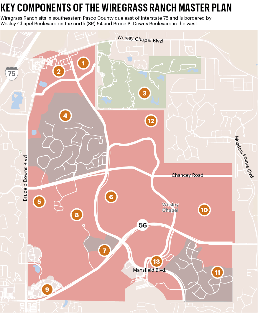 Wiregrass Ranch Map Key components of the Wiregrass Ranch master plan by Kylee Gilkeson ...