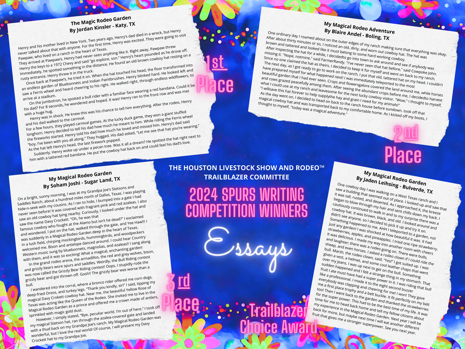 My Magical Rodeo Garden: Fourth grade authors honored for their creative  essays and poems