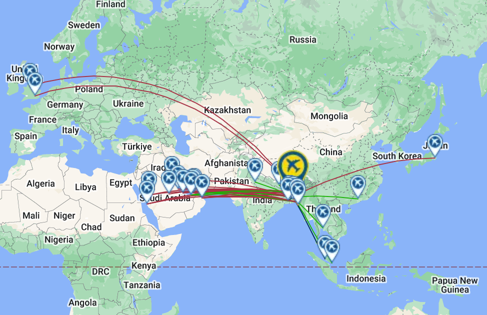 Biman Bangladesh Airlines Route Map International Routes